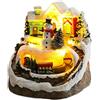 Jolsaawie 1 PZ Case Set Rotante Treno Display Figurine Musicali Natale Vacanze Decorazione