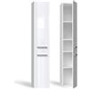 CDF Mobile da Bagno Lavanderia Colonna Bagno senza Cesto per Biancheria Armadio Salvaspazio per Spazi Ridotti Soggiorno Corridoio WC Bianco Lucido largh 31 cm 30x31x174 cm Facile Montaggio
