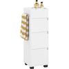 SoBuy Mobiletto Bagno Salvaspazio, Mobile Stretto Bagno 3 Cassetti e 4 Scomparti, Cassettiera Salvaspazio Bianco, 30x90x30 cm, BZR29-W