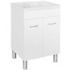 Dianhydro LAVATOIO IN NOBILITATO CON VASCA IN ABS cm 60 x 60 Altezza 90 Bianco Opaco