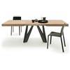Mobili Fiver, Tavolo Allungabile Romina 160(240) x90 cm, Rovere Naturale con Gambe in Ferro Nere, per 6-10 persone, Tavolo Cucina, Soggiorno, Made in Italy