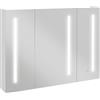 kleankin Armadietto con Specchio Luci LED a 3 Colori 90x15x70 cm Bianco