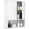 LIFEZEAL Mobiletto Bagno Salvaspazio da Parete, Bianco, Pensile Bagno Sospeso, Armadietto, con Ripiano Regolabile, Scomparto Aperto, Mobile, Moderno, per Cucina, Lavanderia, in Legno, 60x21x75cm