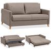 EVERGREENWEB MATERASSI & BEDS EVERGREENWEB - Divano Letto 2 Posti Matrimoniale L165xP110xA90 con Box Contenitore, Struttura Pieghevole Imbottita Tessuto Tortora, Schienale a Doppio Cuscino, Sofà con Chaise Longue Estraibile MARGOT