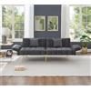 Ojiuboo Divano letto moderno e versatile a due posti, pieghevole, con schienale regolabile e braccioli, rivestimento in velluto, ideale per il soggiorno, con comodi cuscini, 215 x 81,5 cm (Grigio)