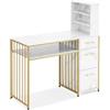 MCombo Scrivania M 3 cassetti, tavolo per chiodi in legno, struttura in metallo, toletta senza specchio, scrivania per computer con ripiano per soggiorno, 43x108x125 cm, 2420