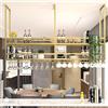 RAJYQODIS Portabottiglie da soffitto, portabottiglie da appendere in metallo, espositore da parete a 2 ripiani per vino, mensola decorativa da soffitto per bar, ristoranti, cucine (Oro, 140cm)