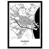 Nacnic Poster Mappa di Valencia - Spagna. Fogli Città della Spagna con i Mari e fiumi, in Colore Nero. Formato A3
