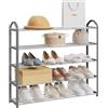 eSituro Scarpiera Scaffale a 5 Livelli Organizer Portascarpe in Plastica e Acciaio, per 15-20 Paia di Scarpe, Soggiorno, Guardaroba e Corridoio, 79 x 79 x 19,5 cm Nero+Grigio SSHR0027