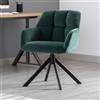 Ya-Home Poltrona Salotto Girevole in Velluto Poltroncina Imbottita Sedia da Scrivania Moderna Sedia da Ufficio Girevole con Braccioli per Camera da Letto/Ufficio, Verde