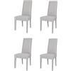 t m c s Tommychairs - Set 4 sedie Chiara per cucina bar e sala da pranzo, robusta struttura in legno di faggio verniciata grigio perla, seduta e schienale imbottiti e rivestiti in tessuto color grigio perla