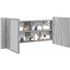 HaoChrymec Mobiletto a Specchios LED in Legno,Pensile Bagnos Sospeso con Luce RGB, Mobile Bagnos con Specchio, Mobile Specchio Bagnoss Salvaspazio, Perfetto per Bagno e Camera da Letto, Grigio Sonoma,100x12x45cm