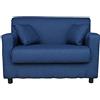 Liberoshopping Divano Sfoderabile 2 Posti in Tessuto Imbottito con Braccioli Larghezza 124 cm Blue