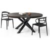 Mobili Fiver, Tavolo Allungabile Rotondo Emma, 120-160 cm, Noce Scuro con gambe Incrociate Nere, per 4-6 persone, Tavolo Cucina, Soggiorno, Made in Italy