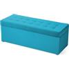 MG Design Pouf contenitore imbottito 45 × 120 cm Blu - capacità ca. 140 L, fino a 300 kg, struttura in legno massiccio, superficie opaca con trama fine, già montato e facile da pulire
