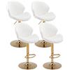 chairus Set di 4 Sgabelli Cucina in Velluto Sgabello da Bar Regolabile in Altezza Sgabelli Imbottiti con Gambe in Metallo Sedia Alta Girevole per Bar/Penisola da Cucina, Beige