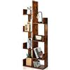 GIANTEX Scaffale Libreria a Albero, a 8 Livelli, Ideale per Soggiorno, Studio e Ufficio, Stile Moderno, Nero/Bianco/Marrone, 50x24,5x145 cm (Marrone)