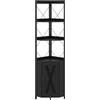 GIANTEX Mensola angolare in piedi con armadio e 6 livelli, 180 cm alto con ripiano regolabile a 5 livelli, vetrina angolare indipendente con porta, scaffale industriale (nero)