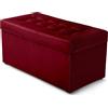 MG Design Pouf contenitore imbottito 45 × 90 cm Rosso - capacità ca. 100 L, fino a 300 kg, seduta morbida, struttura solida, già montato e facile da pulire