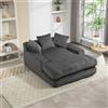 Soweiz Moderno divano letto in velluto a coste, con 3 morbidi cuscini, comodo divano da pavimento singolo, per soggiorno, appartamento, ufficio, 125 x 155 x 63 cm (grigio)