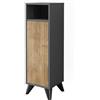 Vicco Mobiletto midi Leano, Antracite/quercia di montagna, 30 x 97 cm con porta, adatto per la conservazione di articoli da bagno e asciugamani
