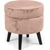 Gicos Pouf sgabello contenitore tondo seduta in velluto gambe in legno colore pink (58) 37 * 37 * 40 CM arredo casa giardino TOD-822797