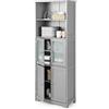 LIFEZEAL Mobiletto Alto da Bagno Salvaspazio, Mobiletto Multiuso in Legno, 60x30x163cm, Mobile Bagno con 2 Ante in Vetro, Armadietto da Terra con Ripiani Regolabile per Cucina e Soggiorno (grigio)