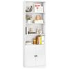 COSTWAY Libreria Scaffale con Ante, Libreria in Legno con 6 Ripiani e 2 Ante, Mobile Multiuso con Ripiano Regolabile per Soggiorno, Camera da Letto, Cucina, 60 x 24 x 180 cm, Bianco