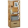 Relaxdays 2x Scaffale con Cestino per il Bagno, Mobiletto con 4 Ripiani, Bambù, Box Pieghevole, HxLxP: 105 x 42 x 29 cm ca.