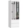 BDW - Armadio con specchio, 2 ante e 2 cassetti per camera da letto, soggiorno e corridoio, 180 x 60 x 51 cm (bianco) taglia unica