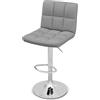 HOMASIS Sgabello da Bar con Altezza Regolabile, Seduta Girevole a 360°, Sgabello in Similpelle con Schienale e Poggiapiedi, Sgabello Cucina con Portata di 150 kg, 43x42,5x96,5-116,5 cm (1, Grigio)