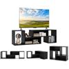 COSTWAY Mobile Porta TV Combinabile a 2 Pezzi, per TV Fino a 60'', Mobile TV a Angolo Soggiorno in Legno, con 4 Vani Aperti, Tavolo Media TV Multifunzionale, per Soggiorno, Camera da Letto (Nero)