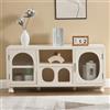 chairus Credenza Ingresso in Legno con 4 Scomparti Credenza Basso, Bianco | Credenza in Pannello in Legno Ingegnerizzato con Ante in Vetro Tavolino Contenitore da Salotto per Soggiorno/Camera da Letto