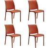 HOUSE COLLECTION , SEDIE VOLGA, SENZA BRACCIOLI, IN POLIPROPILENE, ROSSO MATTONE, DESIGN IMPILABILE, (BCA174x4)