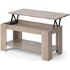 Vicco Tavolino soggiorno Lorenz, Sonoma, 100 x 50 cm con funzione di sollevamento, con meccanismo di sollevamento e piano del tavolo regolabile in altezza
