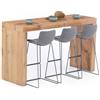 Mobili Fiver, Tavolo Alto Evolution 180x60, Rovere Rustico, Tavolo Penisola Cucina per 6 persone, Made in Italy