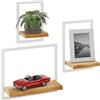 LAMO Manufaktur Mensole da muro Set 3 pz 15/20/35cm | Mensole cucina a parete, mensola bagno legno, mensola design da parete | Colore: rustico, Telaio: avorio