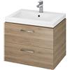 VBChome Mobile da bagno 50 cm con lavabo e 2 cassetti in noce