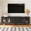 Wiuzo Tavola bassa, mobili per TV in stile retrò: manici dorati, ampio spazio di archiviazione, porta in vetro e gambe in legno massello (nero)