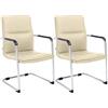 CLP Set di 2 sedie a sbalzo con braccioli Seattle, sedie da Pranzo Moderne rivestite in Similpelle, Telaio Cromato, Colore:Crema