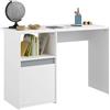 Miroytengo Germain - Scrivania giovanile con 1 porta, 1 ripiani, bianco opaco e grigio, 110 cm, design moderno e funzionale