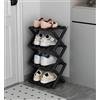 Generic Scarpiera Pieghevole In Bambù Senza Montaggio Porta Scarpe Salvaspazio Verticale In Legno Per Ingresso Corridoio Camera Da Letto Organizzatore Slim(Black,4 floor)