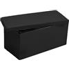 Home Tresor - Cassapanca Contenitore da 76cm, Pouf Pieghevole in Similpelle, HxLxP 38 x 76 x 38 cm, Tavolino Panca Poggiapiedi con Seduta Imbottita - Nero