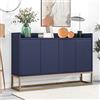 Azkoeesy credenza con spazio di archiviazione, 120 x 80 x 30 cm, recinzione e gambe in metallo dorato, TV, cassettiera, cucina, ESS & soggiorno, blu navy