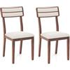 COSTWAY Set di 2 Sedie da Pranzo Moderne, Sedie Cucina in Tessuto con Schienale Inclinato, Gambe in Legno di Gomma e Seduta mbottita, Portata 180 kg, Ideale per Sala da Pranzo, Soggiorno (Marrone)