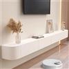 Btsunotr Mobile TV Galleggiante Mobile TV A Parete Mobile Portaoggetti Per La Casa Con Ante Console Multimediale Per L'intrattenimento Ad Angolo Rotondo Per Soggiorno Moderno In (White, 220cm)
