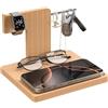 ETRAVEL Supporto per telefono in legno, docking station, organizer per comodino, vassoio per cameriere da uomo, comodino, regalo di compleanno per marito, papà, portachiavi per orologio (stile 03)