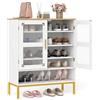 COSTWAY Scarpiera a 5 Livelli, Armadio Porta Scarpe con Porte in Rete, Ripiani Regolabili e Gambe in Metallo Per Ingresso, Corridoio, Armadio e Soggiorno (Bianco,70x35x93 cm)