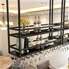 SPTZQURY Portabicchieri da Soffitto,portabottiglie da appendere in metallo, espositore da parete a 2 ripiani per vino, mensola decorativa da soffitto per bar, ristoranti, cucine (Black, 160cm)