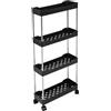 Alomejor Carrello Portaoggetti Dal Design Cavo, per Organizer da Bagno, con Ripiano Mobile, per Detersivi, Prodotti per la Pulizia, Accessori da, Acciaio Inossidabile PP da 29,45 Once, 4 Cestelli